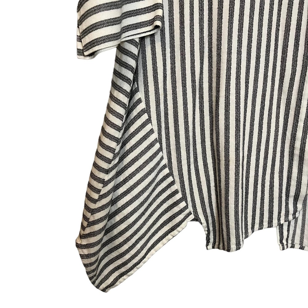 Soft Surroundings Womens Button Back Gray Striped Asymmetrical Tunic Top L - Picture 7 of 8